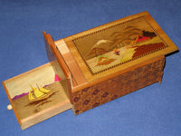 Vintage 6 Sun Sansui Zougan Musical Hidden Drawer Japanese Puzzle Box
