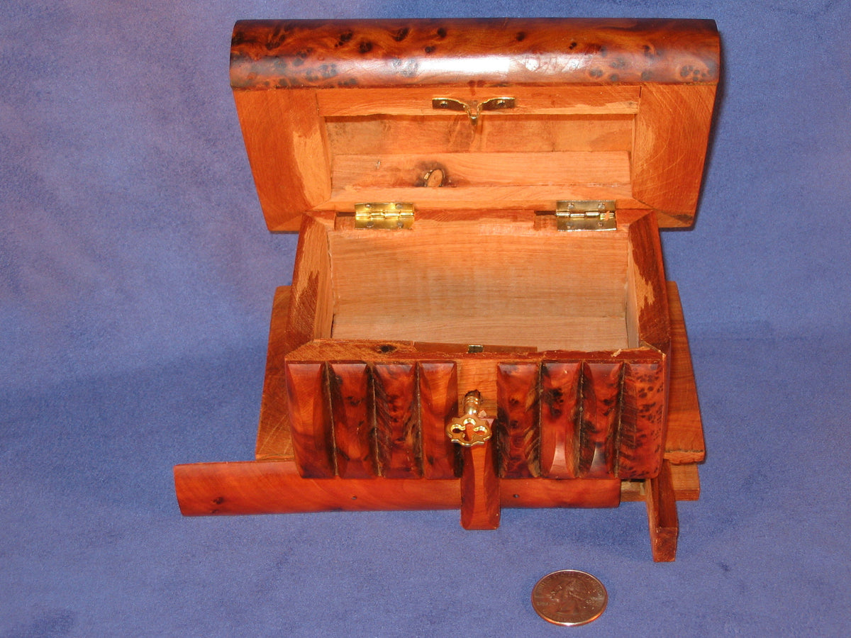 Large Moroccan Thuya Burl Wood Magic Trick Puzzle Box