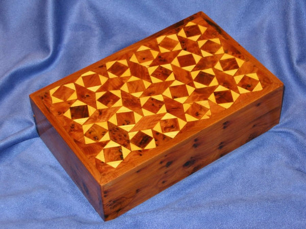 Moroccan Thuya Burl Wood Diamond Design Decorative Box