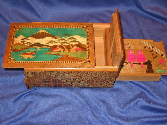 Vintage 6 Sun 9 Step Mt. Fuji Zougan Musical Hidden Drawer Japanese Puzzle Box
