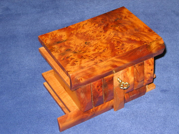 DAMAGED Small Moroccan Thuya Burl Wood Magic Trick Puzzle Box 