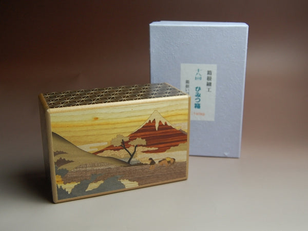 5 Sun 18 Step Touge Fuji Kuroasa Double Compartment Japanese Puzzle Box