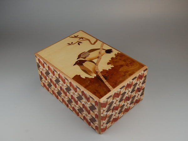 5 Sun 10 Step Bird Japanese Puzzle Box with Secret Drawer 