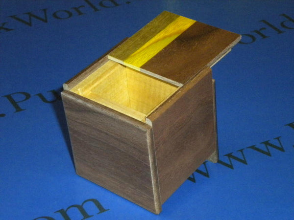 2 Sun 4 Step Natural Wood Cubic Japanese Puzzle Box  By Mr. Oka