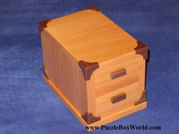 Two Drawers Japanese Puzzle Box by Akio Kamei